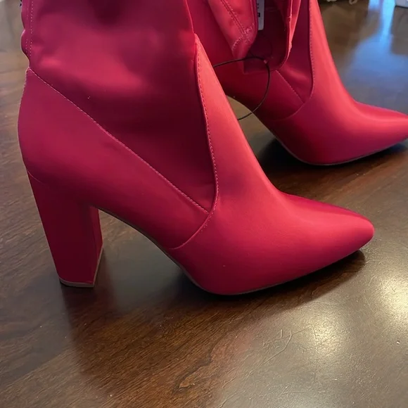 Satin Fuschia Booties by Express - Picture 5 of 16